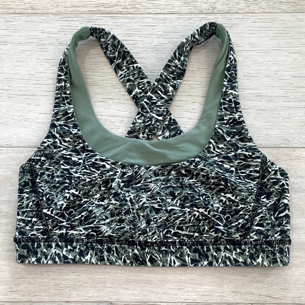 Lululemon Green Print Layered Sports Bra Size 6